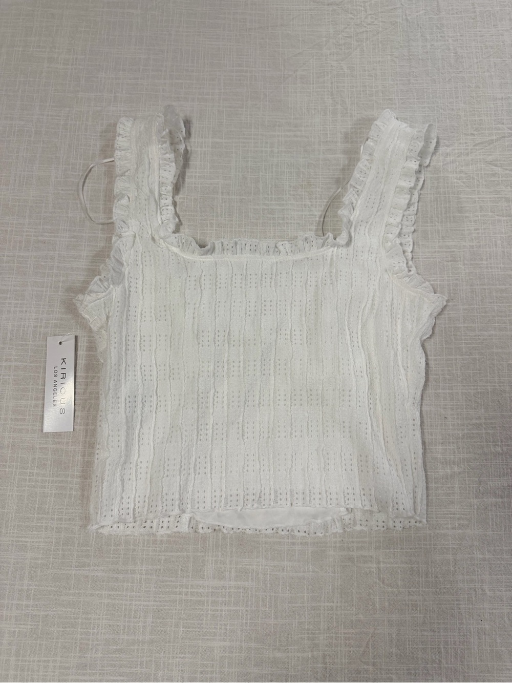 Kirious size m women’s White Eyelet Ruffle Cami - Picture 7 of 8